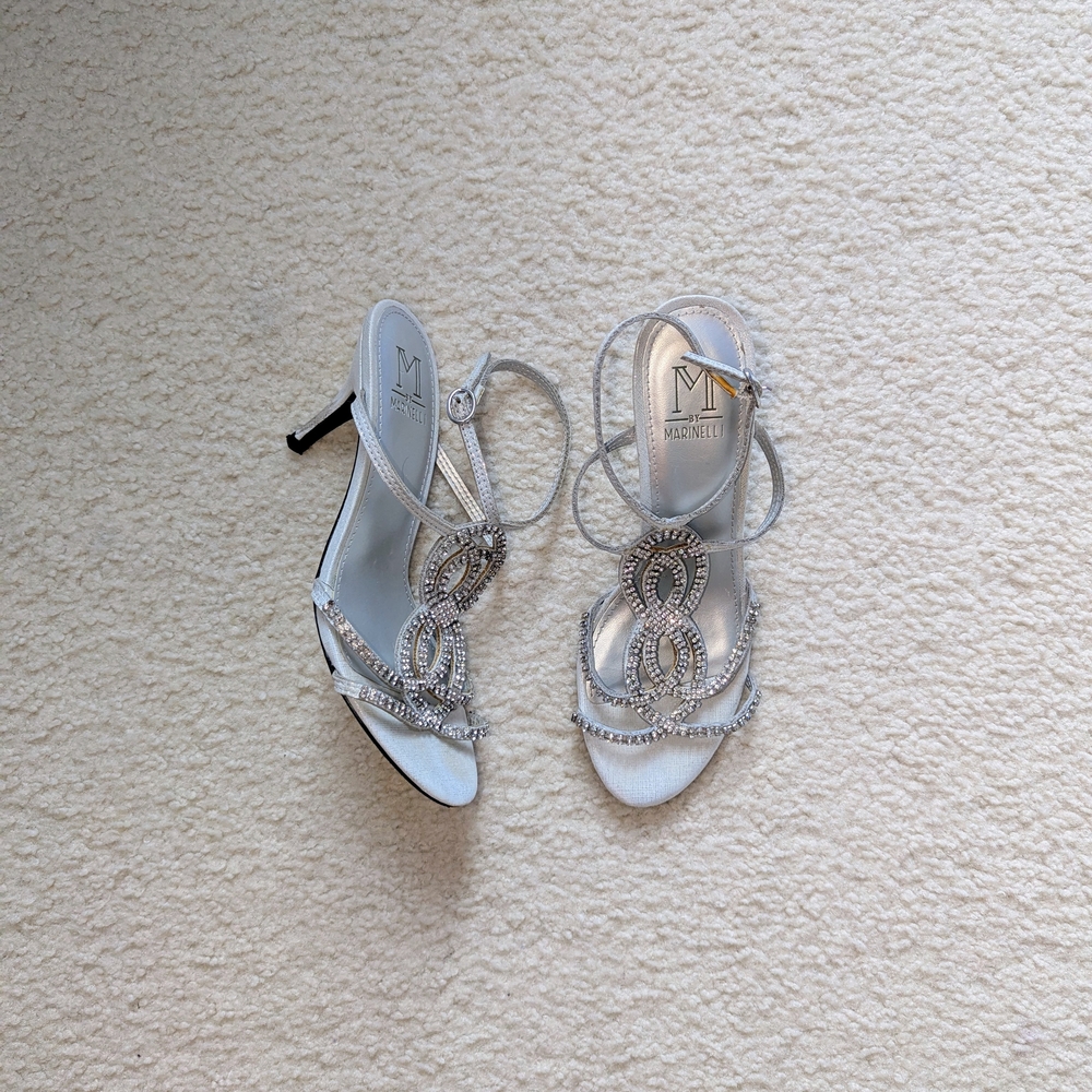 Sparkly Glamour Party Formal Silver Strappy Heels